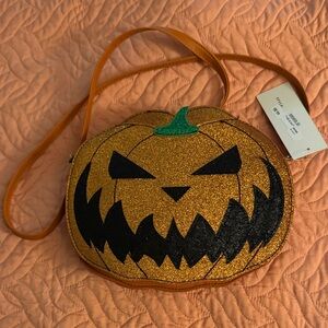 Pumpkin Glitter Crossbody Bag. Orange